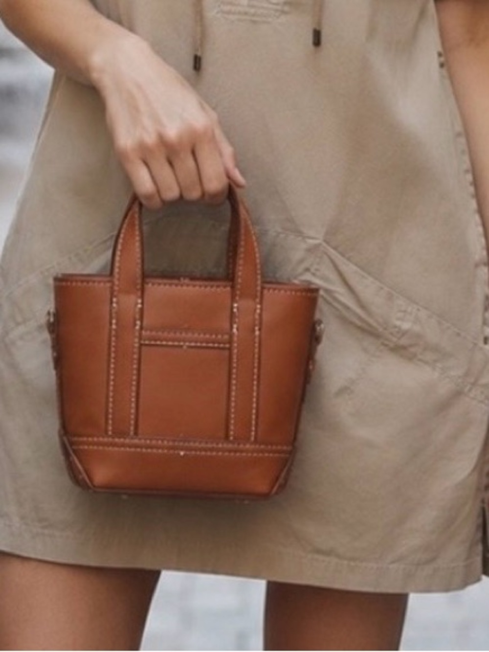 J. Crew Mini Montauk Leather Crossbody Tote Bag Cognac Brown NWT $148 retail